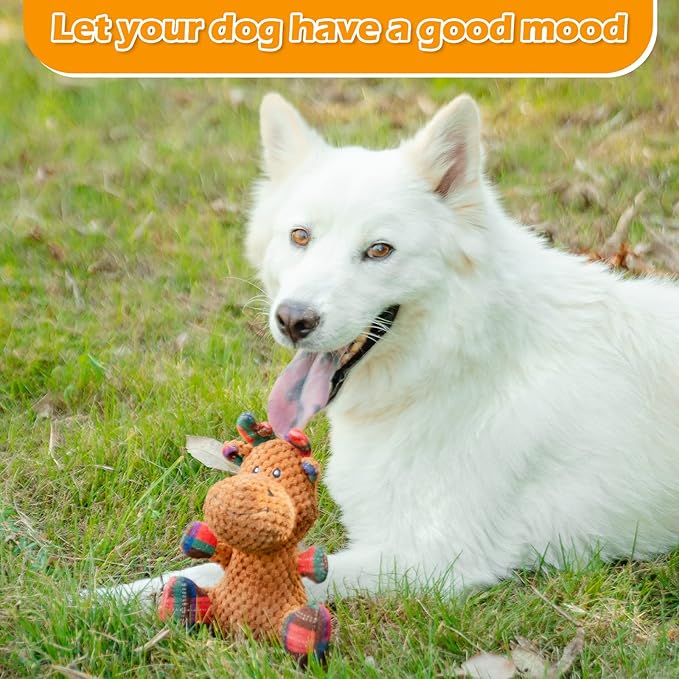 Christmas Dog Toys Dog Squeaky Toy with Crinkle Paper Interactive Durable Plush Dog Chew Toys for Puppy, Small, Middle, Large Dogs Training and Reduce Boredom