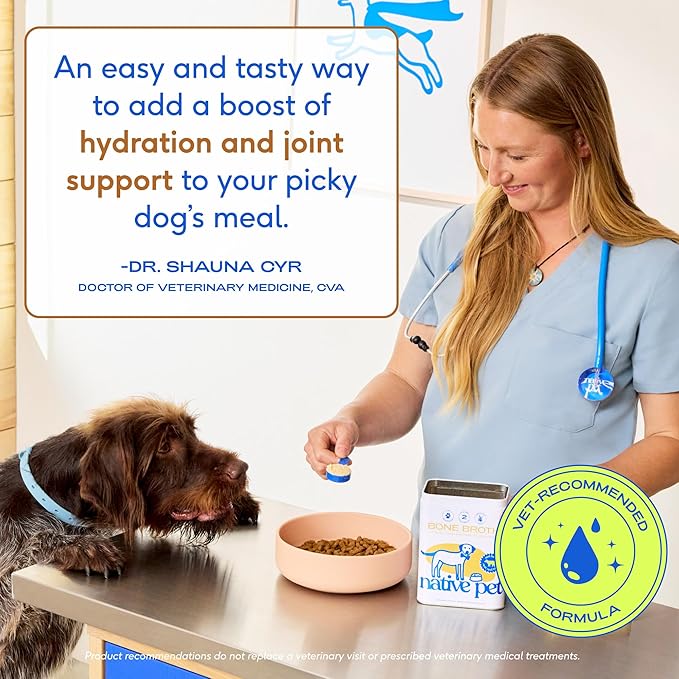 Native Pet Bone Broth for Dogs and Cats - Made with Real Beef Bone Broth, Dog Food Toppers for Picky Eaters - Provides Extra Hydration & Nutrition for Joint Strength, Immunity & Heart Health-96 Scoops