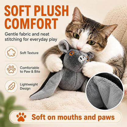 Flying Bat Dog Toy, Flying Bat Toy for Dogs & Cats with Flapping Wings and Chirping Sound, Motion-Activated Interactive Pet Toy for Hanging, Ground and Indoor Chase Play (2PCS)