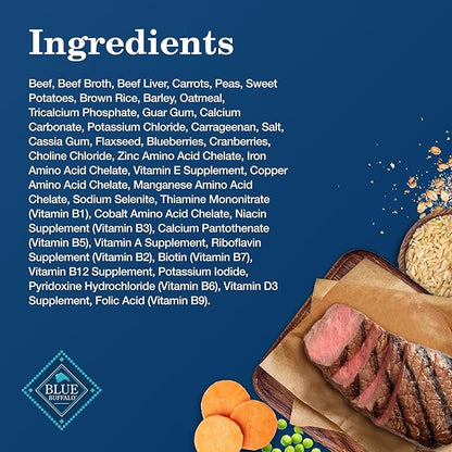 Blue Buffalo Homestyle Recipe Adult Wet Dog Food, Made with Natural Ingredients, Beef Dinner With Garden Vegetables, 12.5-oz Cans (12 Count)