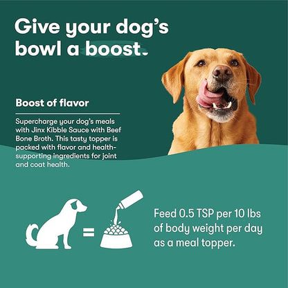 Jinx Kibble Sauce for Dogs - Premium Dog Food Kibble Topper Sauce & Flavor Booster Made with Chicken Bone Broth - All-Natural Ingredients, No Additives or Fillers - 12 Oz