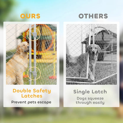 Heavy Duty Outdoor Dog Kennel With Waterproof Roof, 2 Secure Latches, Chain Link Dog Run For Backyard, 20' X 10' X 7'For Multiple Packages, Please Pay Attention To The Detailed Dimensions And Weight