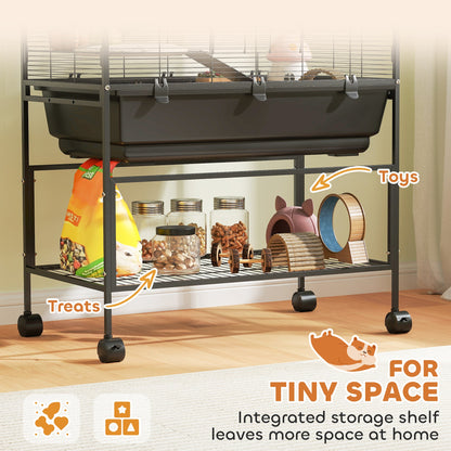 5 Tier Hamster Cage, Rolling Rat Cage with Deep Tray, Storage Shelf, Big Exercise Wheel, Hut, Tube System