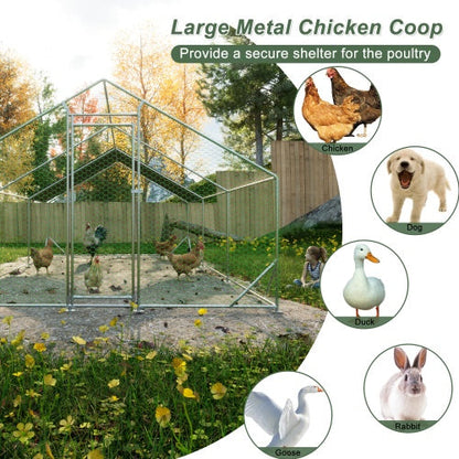 Large Metal Chicken Coop, Walk-in Chicken Run,Galvanized Wire Poultry Chicken Hen Pen Cage, Rabbits Duck Cages With Waterproof And Anti-Ultraviolet Cover For Outside10 L X 20W X 6.56H