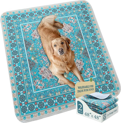 Homimp Washable Pee Pads for Dogs,Extra Large 2 Pcs Reusable Puppy Pads Waterproof,Absorbent and Leakproof Dog Pee Pads,Non Slip Puppy Training Pads,Pet Mat for Floor,Crate,Couch,Whelping,Blue 48"x48"