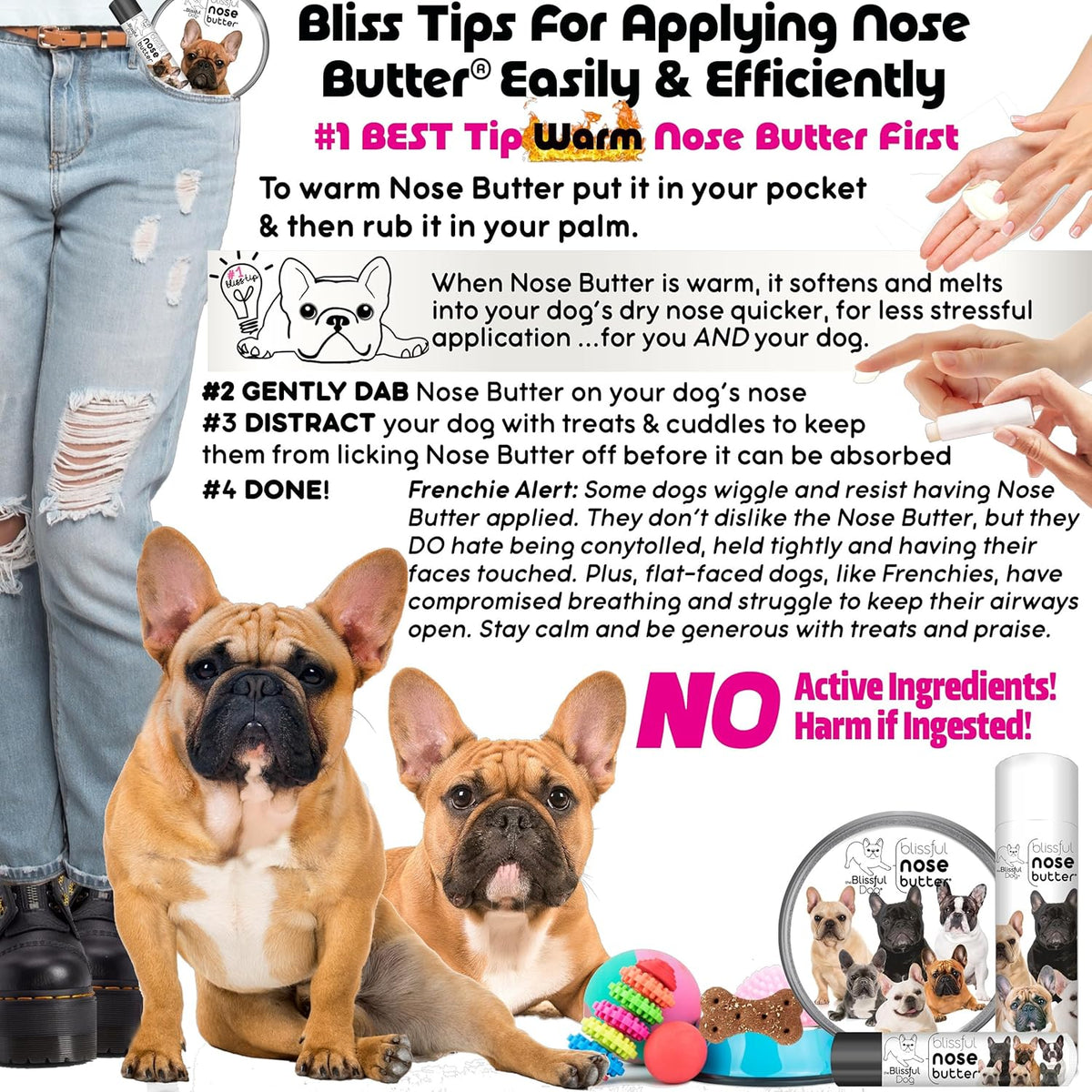 The Blissful Dog Black Masked Fawn French Bulldog Unscented Nose Butter, 16oz