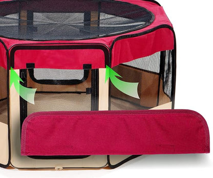 Pawer 45”×24” Pet Playpen Personalize Embroidery Piece, Burgundy Color