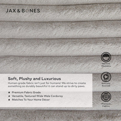 Jax & Bones Dog Napper - Luna Grey Machine Washable Bed for Dogs - Extra Heavy Duty Bolstered Sides - Large Grey Dog Mat | 40 x 32 Inches