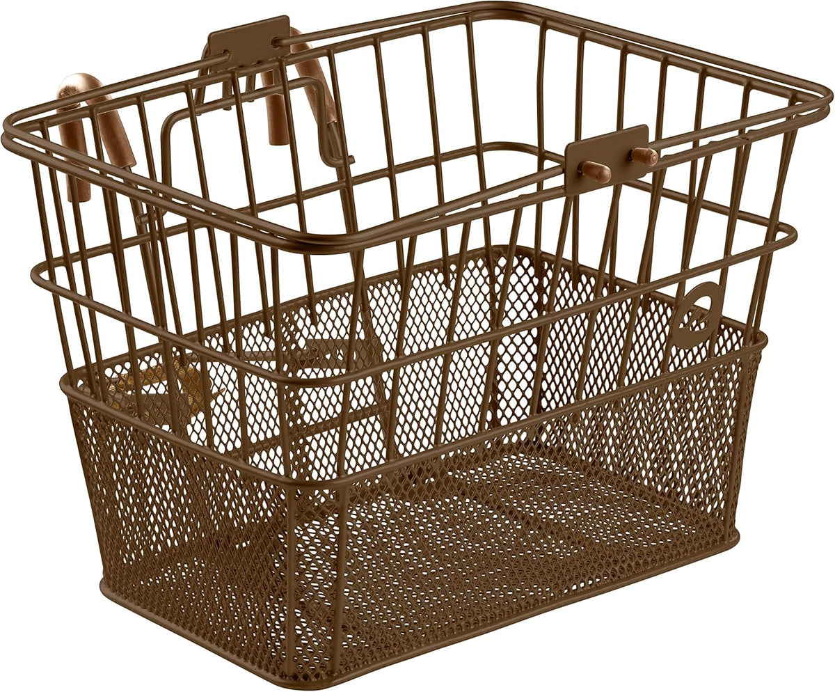 Retrospec Apollo Detachable Front Bike Basket Steel Half-Mesh with Integrated Detachable Hooks and Built-In Handle, Easy Assembly and Portability for Bicycles