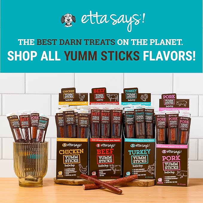 etta says! Yumm Sticks - Real Meat Turkey Dog Jerky Treats - Human Grade - Made in The USA (24 Count Pack of 1)