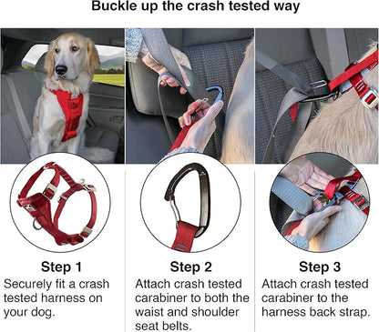 Kurgo Enhanced Strength Tru-Fit Dog Car Harness - Pet Travel Safety Harness - Crash Test Certified Fit - Five Point Adjustment - Secure Buckle - Padded Chest - Deep Violet - Large