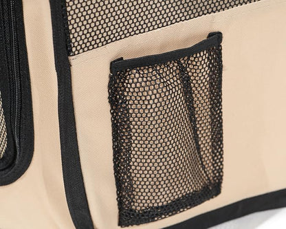 Pawer 45”×24” 8-Panel Foldable Pet Playpen, Blue+Beige, Personalize Embroidery Extra Fabric Piece Available, for Cat/Dog/Puppy, 600D Oxford Cloth Portable Indoor & Outdoor Kennel with Carry Bag
