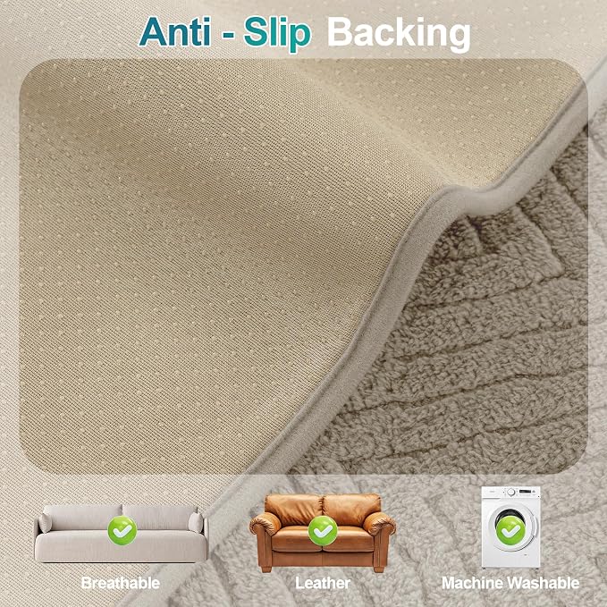 Turquoize Waterproof Couch Cover for Dogs Fuzzy Pet Couch Covers for Sofa Thick Dog Bed Cover Non-Slip Sofa Covers for 3 Cushion Couch Protector Slipcover Pet Friendly (Khaki, 36" x 72")