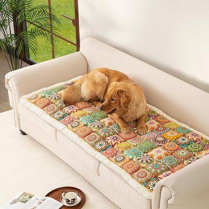 Couch Cover for Sofa, Sectional Couch Cover for Dogs, Sofa Cover Washable, Cushion Cover Blanket Pad Bed Mat for Pets, Boho Furniture Protector, Orange, 27.6x82.7in