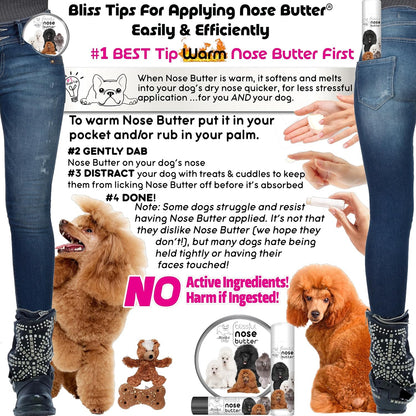 The Blissful Dog Poodle Nose Butter for Dry, Cracked Skin, Lick-Safe Dog Nose Balm with Moisturizing Shea Butter, Almond, Olive, and Essential Oils, Pet Supplies, Uncented, 2 oz.