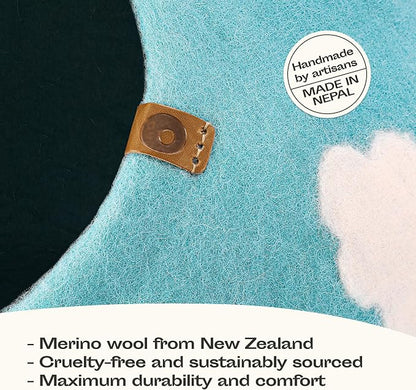 Cat Cave – Premium Felt Cat Bed Enclosure for Indoor Cats, Handmade Merino Wool (Cloud Nap Blue, Large)
