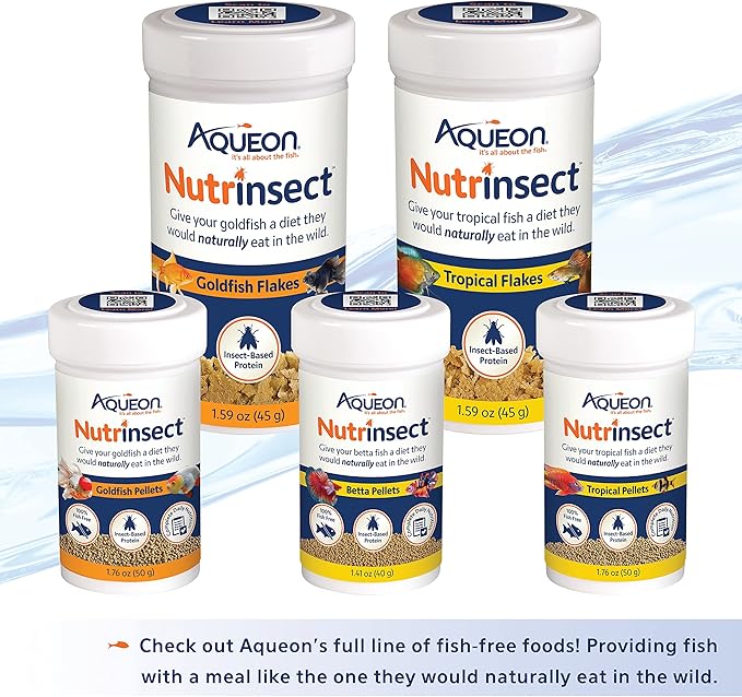 Aqueon Nutrinsect Fish-Free Fish Food, Goldfish Pellets, 1.76 oz (Pack of 2)