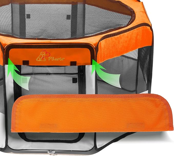 Pawer 36”×18.5” Pet Playpen Personalize Embroidery Piece, Orange Color