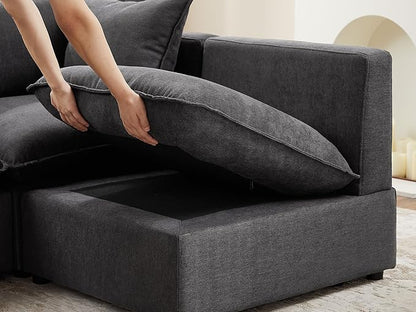 VANOMi Modular Sectional Sofa, Fully Modular Convertible Sleeper Sectional Couch with Reversible Chaise, 6 Seater for Living Room