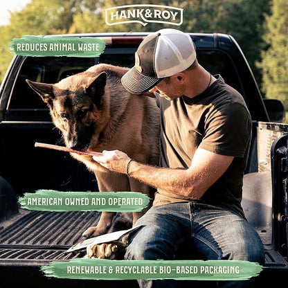 Hank & Roy All-Natural, Single-Ingredient Dog Bully Sticks, Long Lasting, Easily Digestible Dog Chews, Antibiotic and Hormone Free 12” Beef Pizzle Sticks for Dogs, Pack of 4