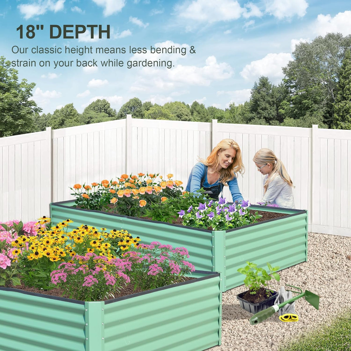 Domi Raised Garden Beds Outdoor, 8x4x1.5Ft Thickening Tall Metal Rectangular Deep Root Box Planter for Vegetables, Flowers, Herbs, and Succulents 1.5" Deep w/ 342 Gallon Capacity - Green
