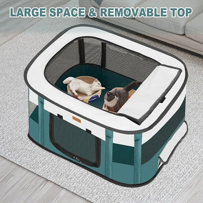 Dog Playpen - Foldable Cat Play Pens for Pubby,Kitten, Rabbit,Portable Pet Tent with Carring Bag for Indoor/Outdoor Travel Camping (Blue-Small)
