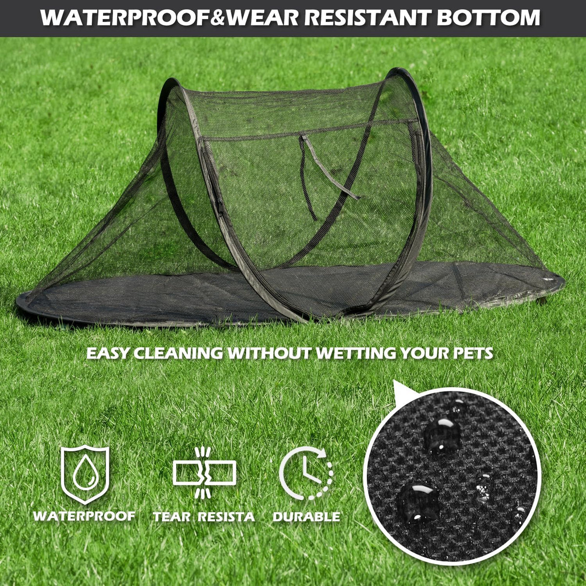 Cat Tent Outdoor, Pet Enclosure Tent Suitable for Cats and Small Animals, Indoor Playpen Portable Exercise Tent with Carry Bag（Black）