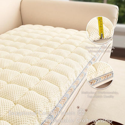 Couch Cover for Sofa, Sectional Couch Cover for Dogs, Sofa Cover Washable, Cushion Cover Blanket Pad Bed Mat for Pets, Chenille Furniture Protector, White, 27.6x59in