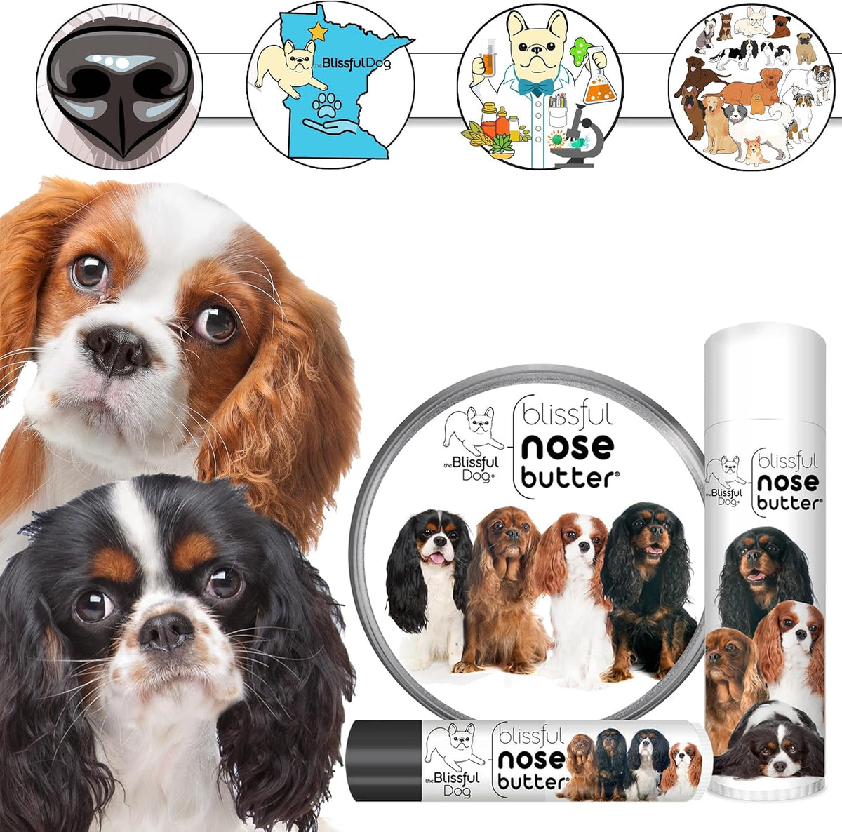 The Blissful Dog Cavalier King Charles Spaniel Unscented Nose Butter - Dog Nose Butter, 8 Ounce