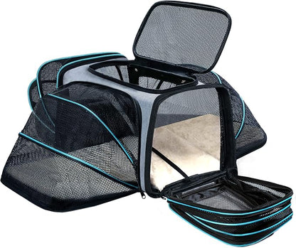 Cat Dog Airline Approved Expandable Pet Carrier for Small Pets | Removable Pad, Pockets, TSA Compliant, Soft-Sided, Breathable Mesh Window