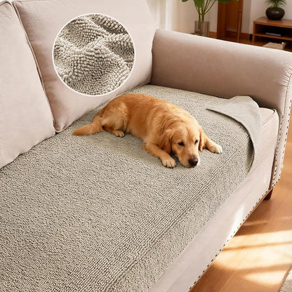 H.VERSAILTEX Non Slip Pet Couch Cover Chenille Dog Bed Protector Thick Soft Sofa Slipcover Pet Friendly Washable Couch Cushion Covers for Pets (30" x 53", Island Fossi)