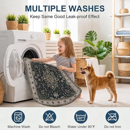 Washable Pee Pads for Dogs,Great Urine Absorbent Reusable Puppy Training Pads,Waterproof,Leak-Proof & Non-Slip Potty Pads for Whelping,Crate,Playpen,Bed.(Black Floral,36"x72")