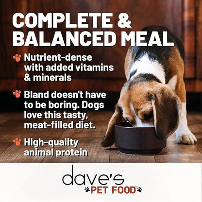 Dave's Pet Food Wet Dog Food (Beef & Rice), Made in USA Naturally Healthy Canned Topper Gluten Free Topper, 13.2 oz (12 Pack)