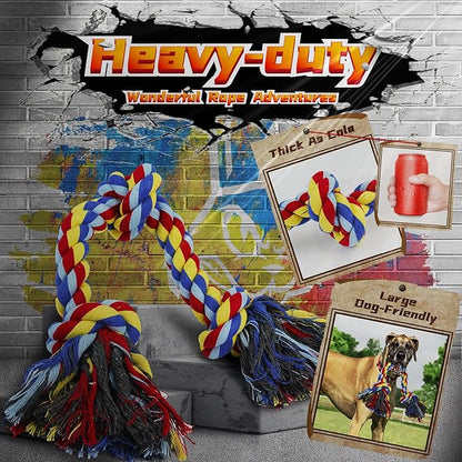 Heavy Duty Various Dog Chew Toys for Aggressive Chewers, 9 Pack Indestructible Large Dog Toys Include Tug Chew & Rope Toys, Squeaky Toys for Medium & Large Breed(for Super chewers -Mad Bunny)
