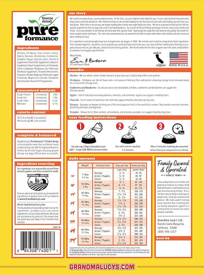 GRANDMA LUCY'S 844212 Pureformance Grain Free Chicken Food for Dogs, 10-Pound