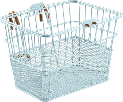 Retrospec Apollo Detachable Front Bike Basket Steel Half-Mesh with Integrated Detachable Hooks and Built-In Handle, Easy Assembly and Portability for Bicycles