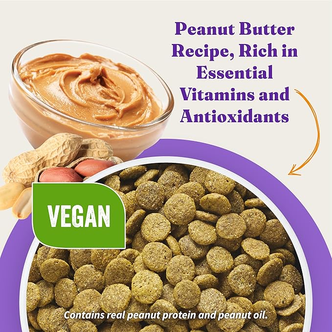 Halo Holistic Vegan Dog Food, Plant-Based Peanut Butter Recipe, Dry Dog Food, Complete Digestive Health, Kibble for Adult Dogs, 21 lb Bag
