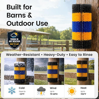 2PCS Livestock Scratching Brush for Goat, Heavy-Duty Post Grooming and Massage Scratch Brushes for Cow Donkey Goats Horse Sheep, with 8 Screws for Back Itch Relief & Keep Cleaning, 17" x 7.9"