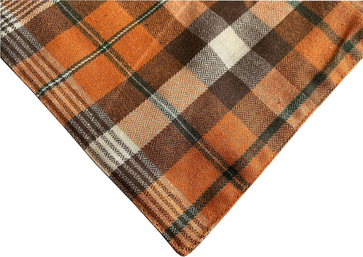 Realeaf Fall Halloween Dog Bandanas 2 Pack, Orange Plaid Pet Scarf for Boy and Girl, Premium Durable Fabric, Holiday Thanksgiving Bandana for Large and Extra Large Dogs (X-Large)