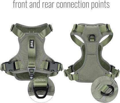 TUG No-Pull Dog Harness, 2 Leash Clips + Padded Handle (Large, Green) | Water-Resistant Padded Interior | No-Pull Front Clip | Padded Back Handle | Adjustable Straps