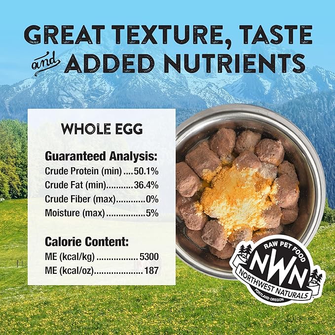 Northwest Naturals Freeze-Dried Whole Chicken Egg Functional Topper - for Dogs & Cats - Healthy, 1 Ingredient, Human Grade Ingredients, All Natural, Proudly Made in USA, 4 Oz (Pack of 1)