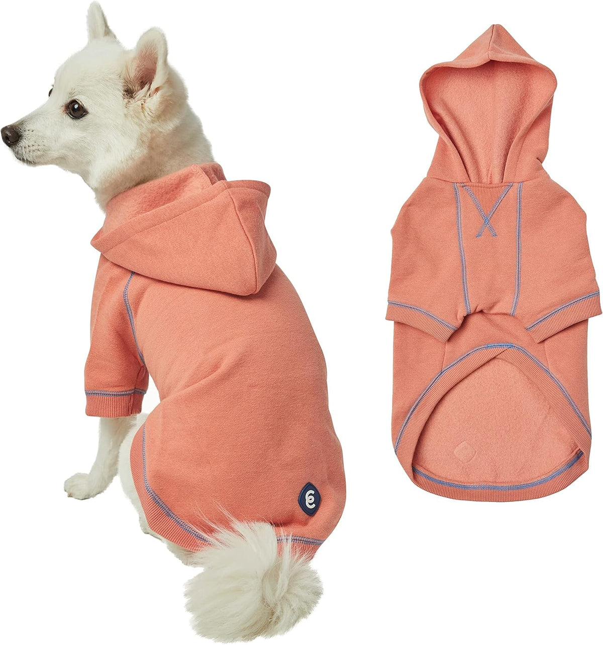 Blueberry Pet Essentials Dog Hoodie – 26 inch, Cotton‑Blend Sweatshirt with Hood, Coral, Machine‑Washable Small‑Dog Jersey