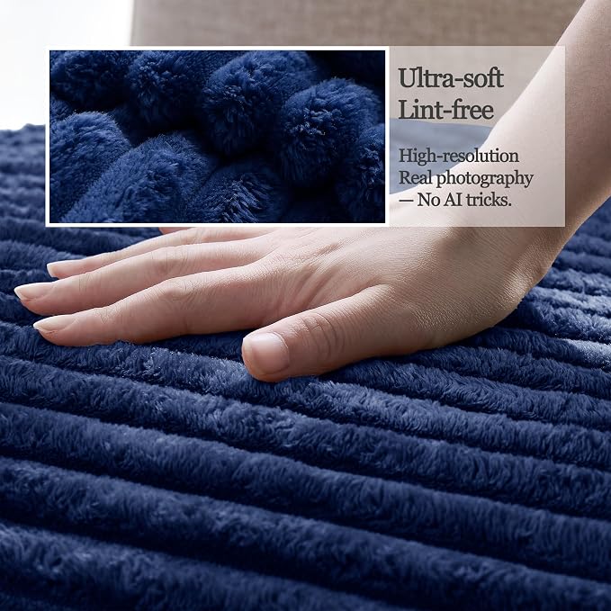 100% Waterproof Couch Arm Covers 2pcs, Fuzzy Chair Arm Covers Thick Soft Recliner Chair Armrest Protectors, Non-Slip Couch Armrest Cover Pet mats for Sofa (Navy Blue, 22" x 22" 2 Pack)
