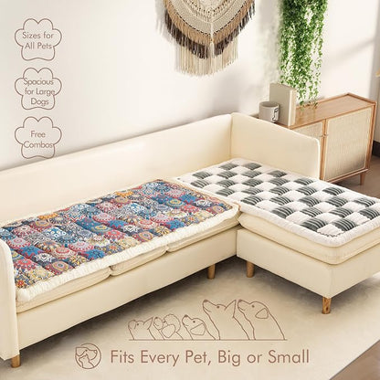 Couch Cover for Sofa, Sectional Couch Cover for Dogs, Sofa Cover Washable, Cushion Cover Blanket Pad Bed Mat for Pets, Boho Furniture Protector, Orange, 27.6x82.7in