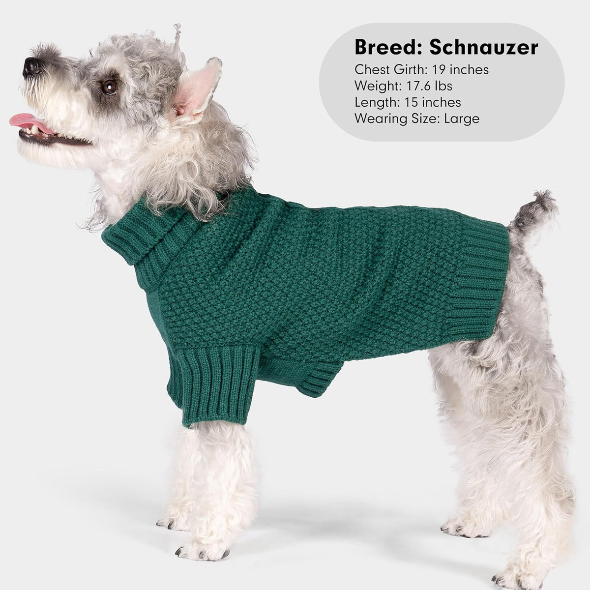 cyeollo Dog Sweater Pullover Turtleneck for Dogs, Classic Knitwear Fall Winter Cold Weather Dog Clothes Warm Pet Apparel Small Medium Large Dog Sweaters, Green L