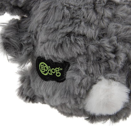 goDog PlayClean Rabbit Squeaky Plush Dog Toy with Odor-Eliminating Essential Oils, Chew Guard Technology - Gray, Large