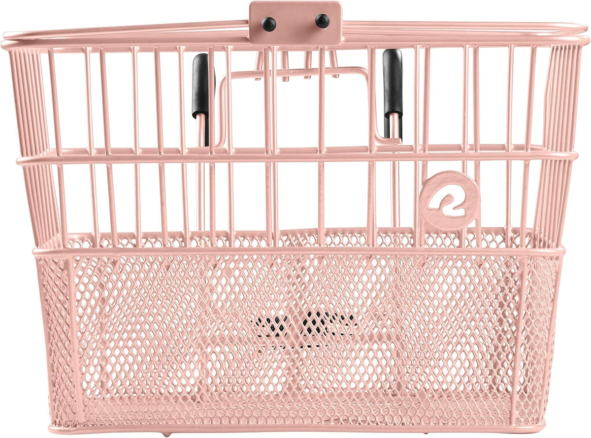 Retrospec Apollo Detachable Front Bike Basket Steel Half-Mesh with Integrated Detachable Hooks and Built-In Handle, Easy Assembly and Portability for Bicycles