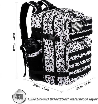 LHI Military Tactical Backpack for Men and Women 45L Army 3 Days Assault Pack Bag Large Rucksack with Molle System - Leopard