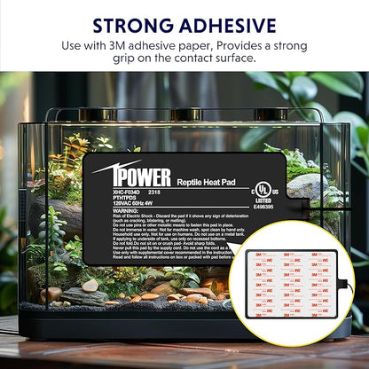 iPower 4 by 7-Inch 4W Reptile Heat Mat, LCD Digital Aquarium Thermometer, Under Tank Warmer Terrarium Heat Pad for Turtles Lizards Frogs and Other Small Animals, Multi Sizes