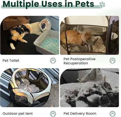 Love's cabin Pet Puppy Dog Playpen, Medium Dog Tent Crates Cage Indoor/Outdoor, Portable Playpen for Cat, Foldable Pop Up Dog Kennel Playpen with Carring Case, Removable Zipper Top, Grey
